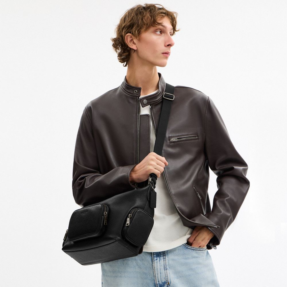 Coach Finn Crossbody Bag With Pockets Gunmetal Black