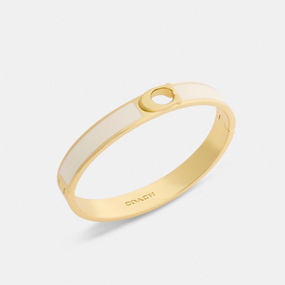 Coach C Hinged Bangle Gold Chalk
