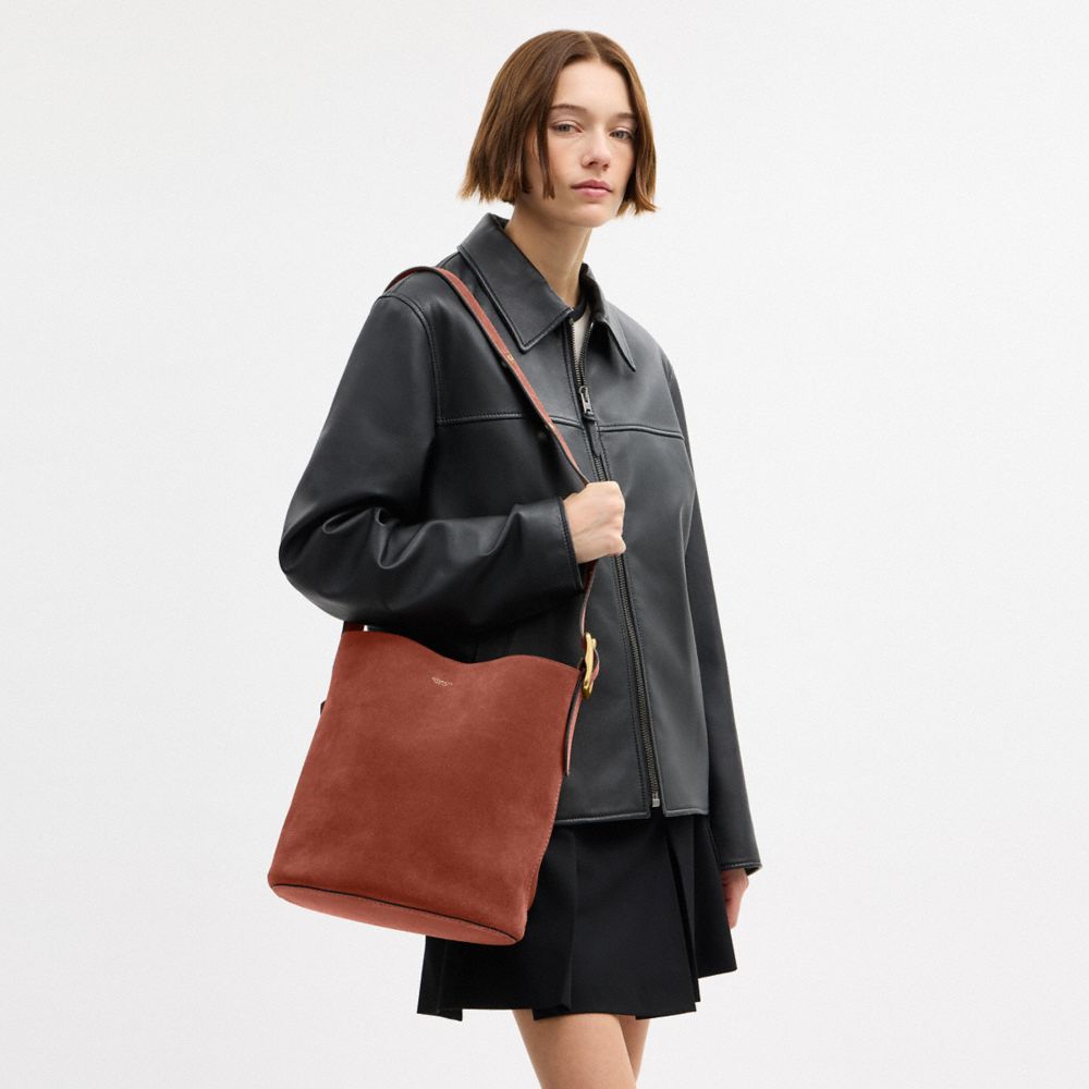 Coach Bleecker Bucket Bag Brass Clay