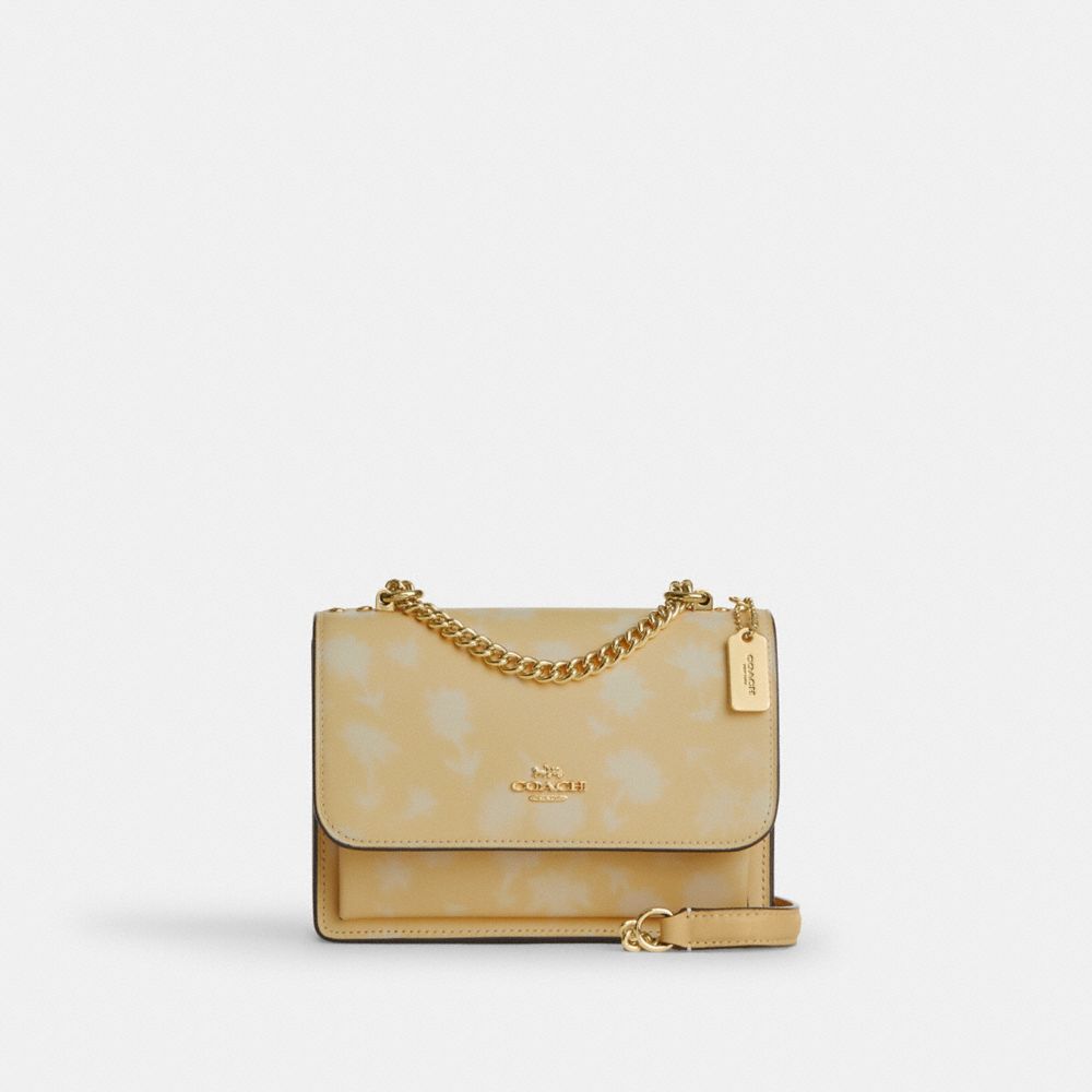 Coach Mini Klare Crossbody Bag With Floral Print Gold Washed Yellow