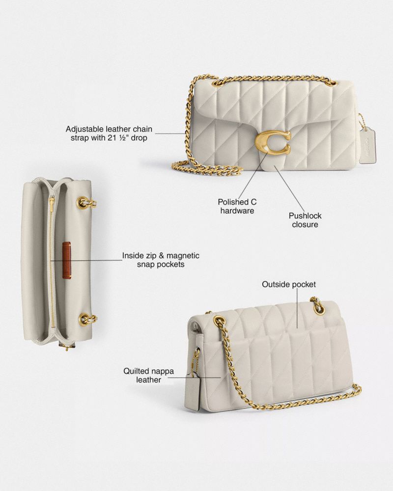 Coach Tabby Shoulder Bag 26 With Pillow Quilting Brass Chalk