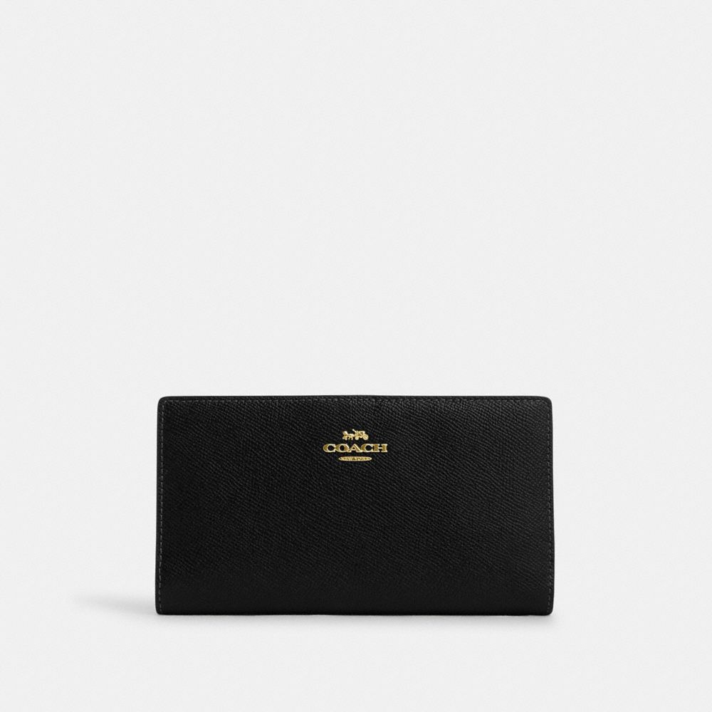Coach Slim Zip Wallet Gold Black
