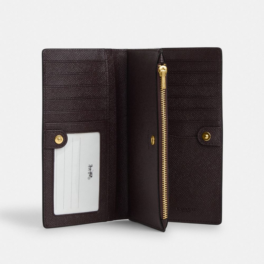 Coach Slim Zip Wallet Gold Black