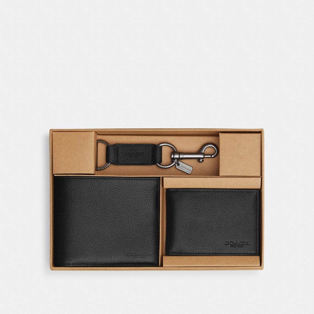 Coach Boxed 3 In 1 Wallet Gift Set Black