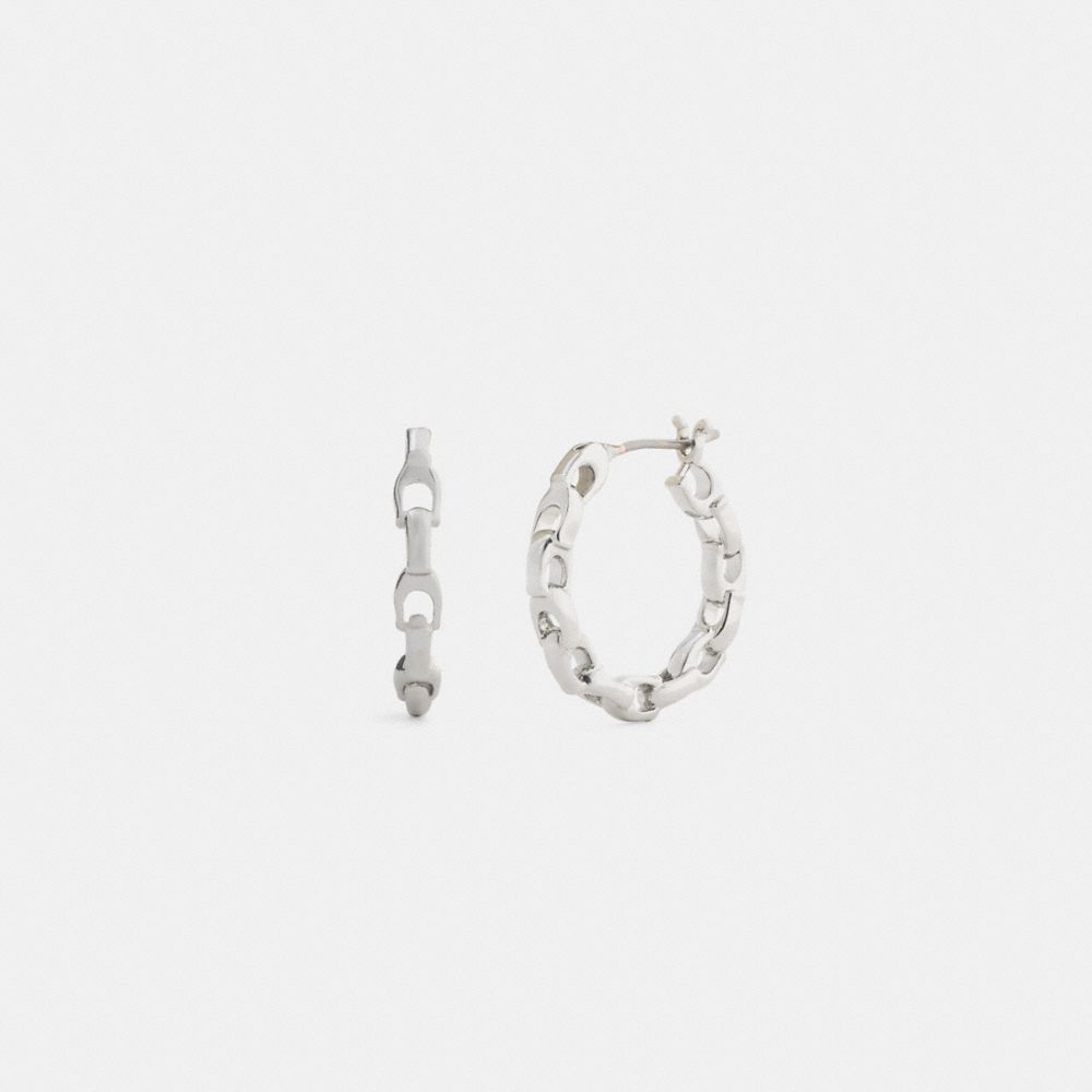 Coach Linked C Small Hoop Earrings Silver