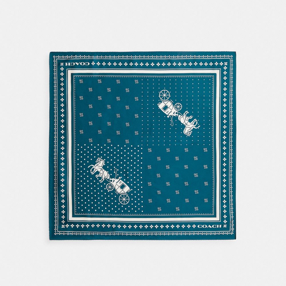 Coach Horse And Carriage Dot Print Silk Bandana Teal