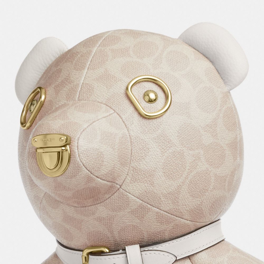 Coach Collectible Bear In Signature Canvas Gold Sand Chalk