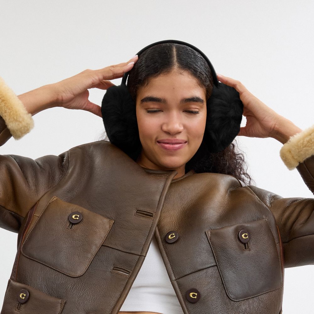 Coach Shearling Earmuffs Black