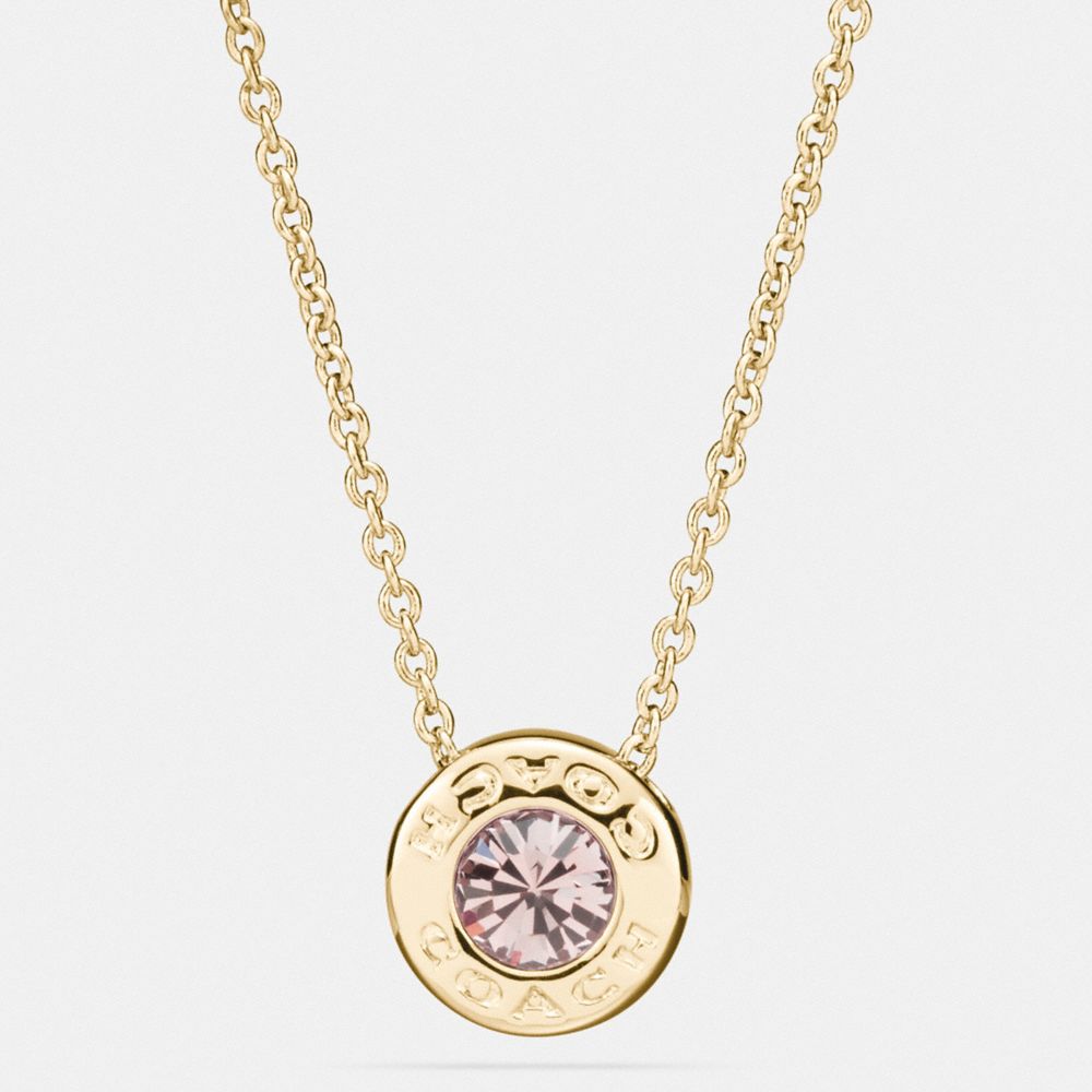 Coach Open Circle Stone Necklace Gold