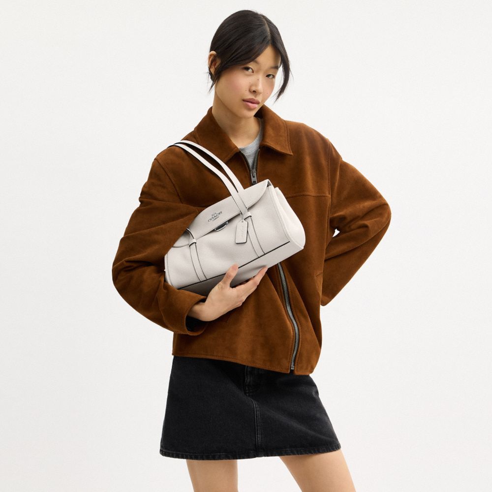 Coach Bridget Flap Shoulder Bag Silver Chalk