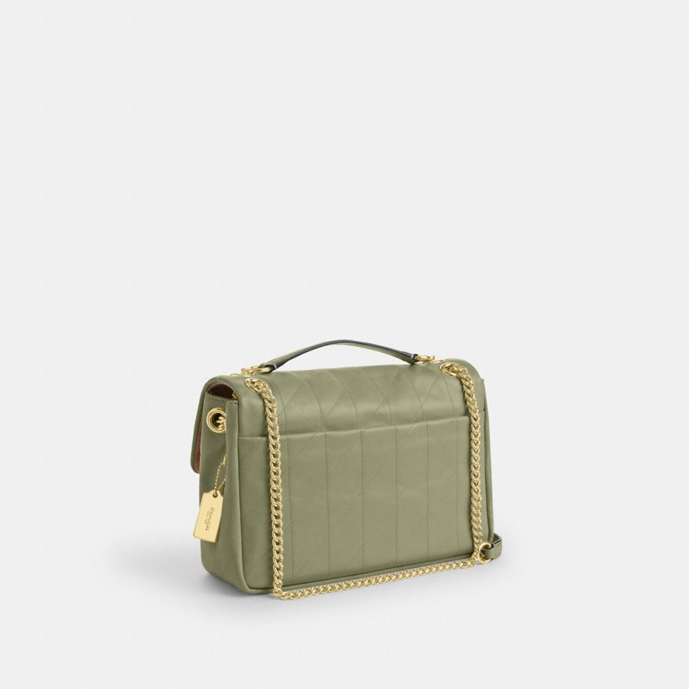 Coach Elodie Crossbody Bag With Quilting Gold Pistachio