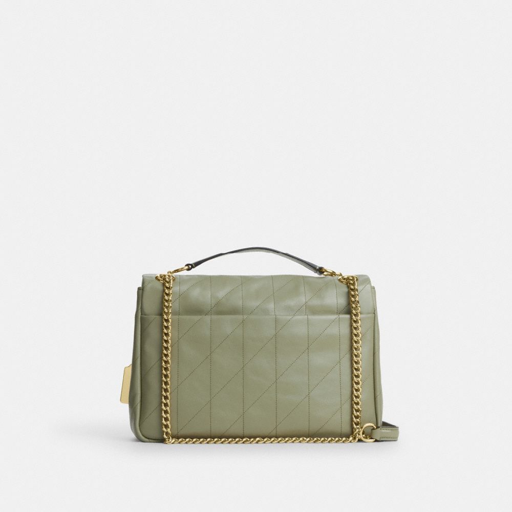Coach Elodie Crossbody Bag With Quilting Gold Pistachio