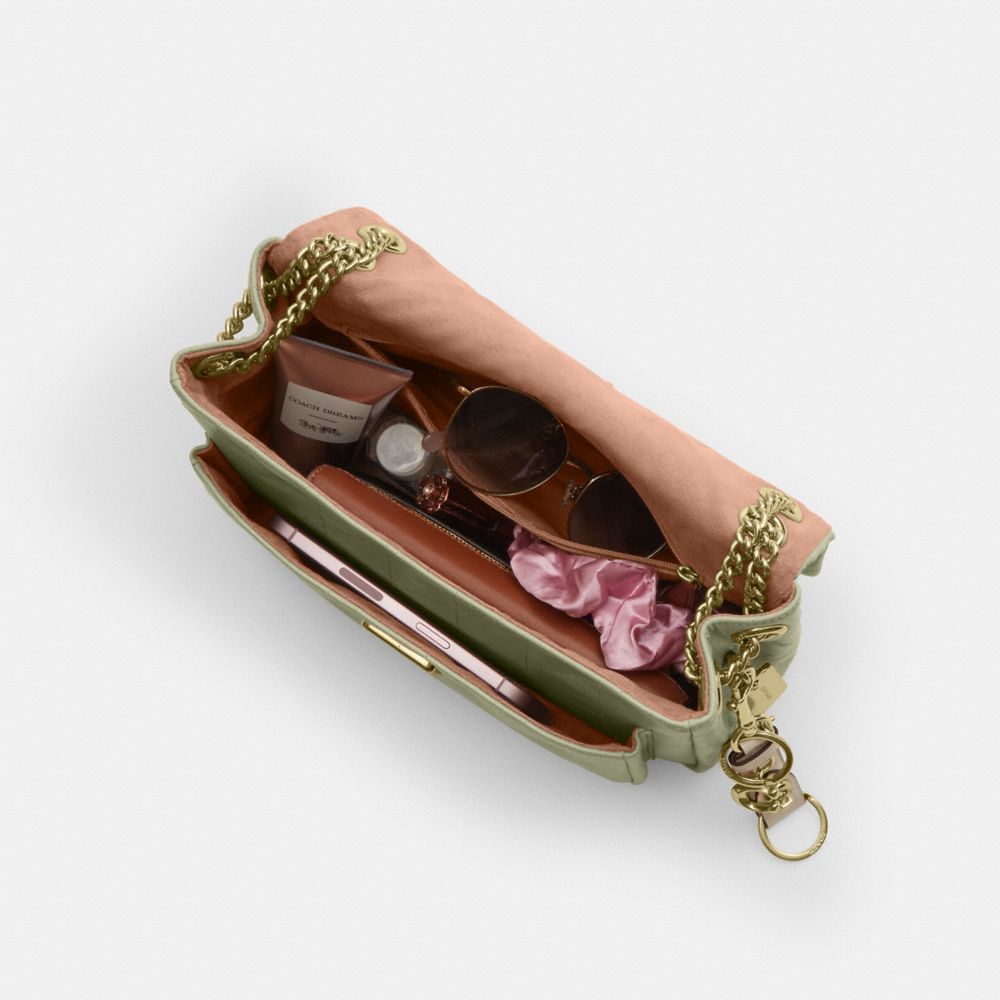 Coach Elodie Crossbody Bag With Quilting Gold Pistachio