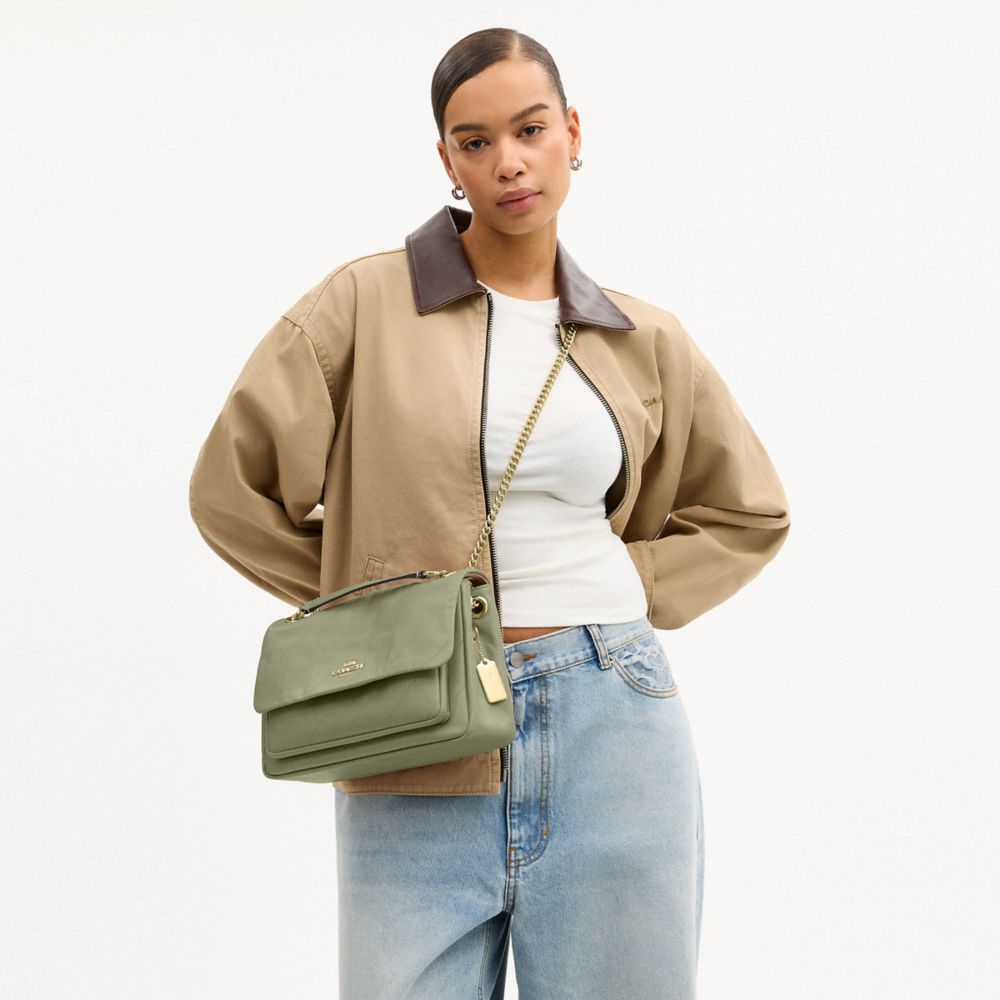 Coach Elodie Crossbody Bag With Quilting Gold Pistachio
