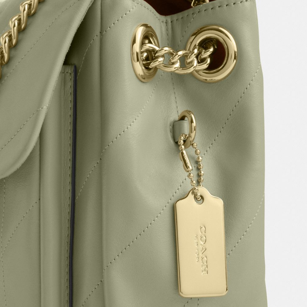 Coach Elodie Crossbody Bag With Quilting Gold Pistachio