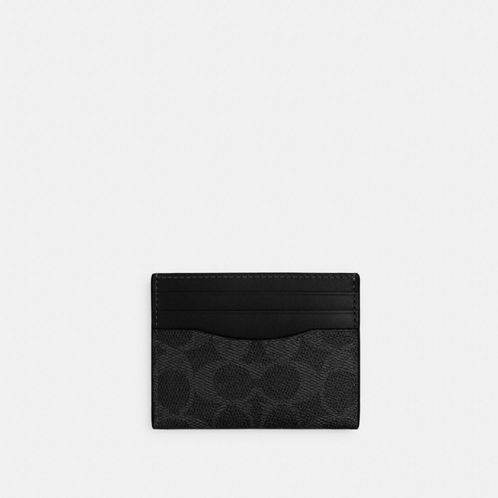 Coach Card Case In Signature Canvas Black Signature
