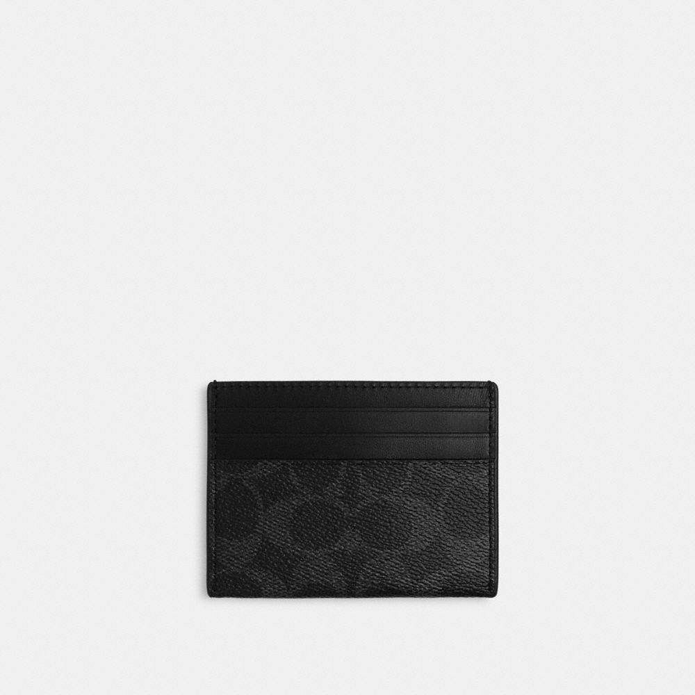 Coach Card Case In Signature Canvas Black Signature