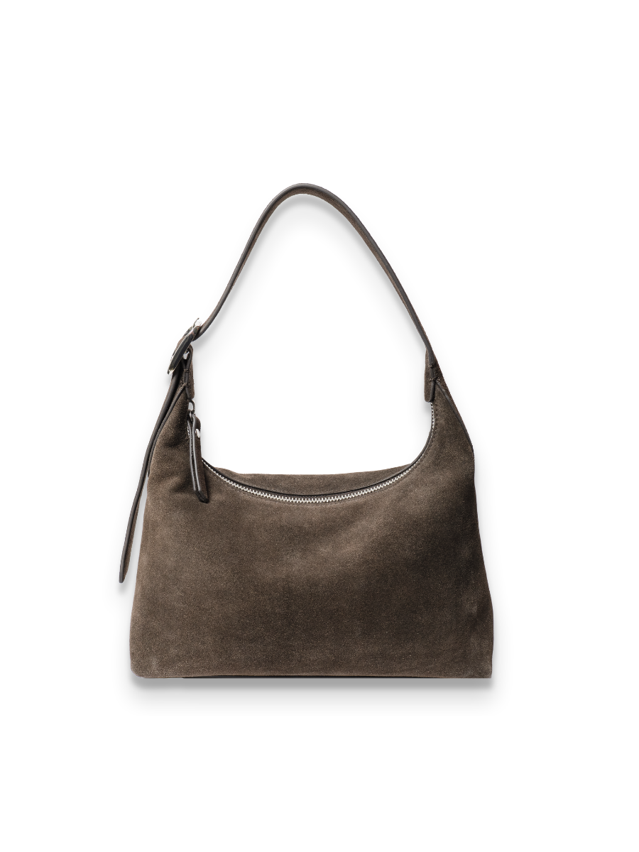 Camille -Ladies suede leather hobo bag, Ganache