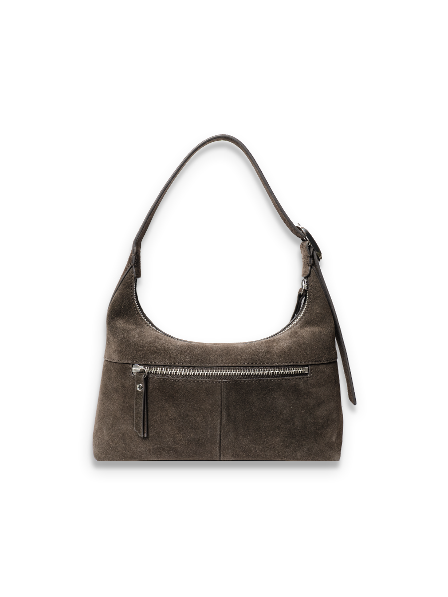 Camille -Ladies suede leather hobo bag, Ganache