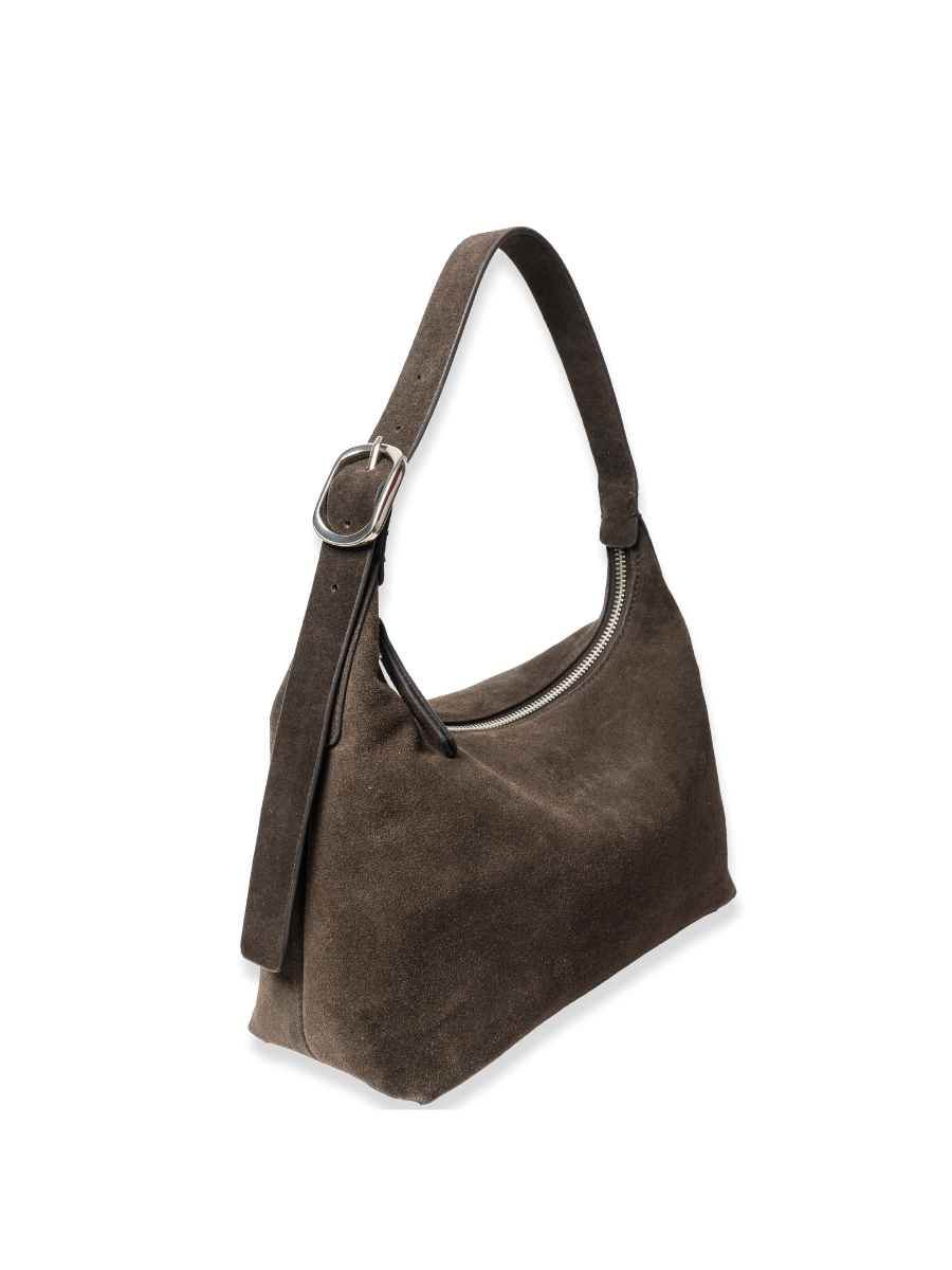 Camille -Ladies suede leather hobo bag, Ganache