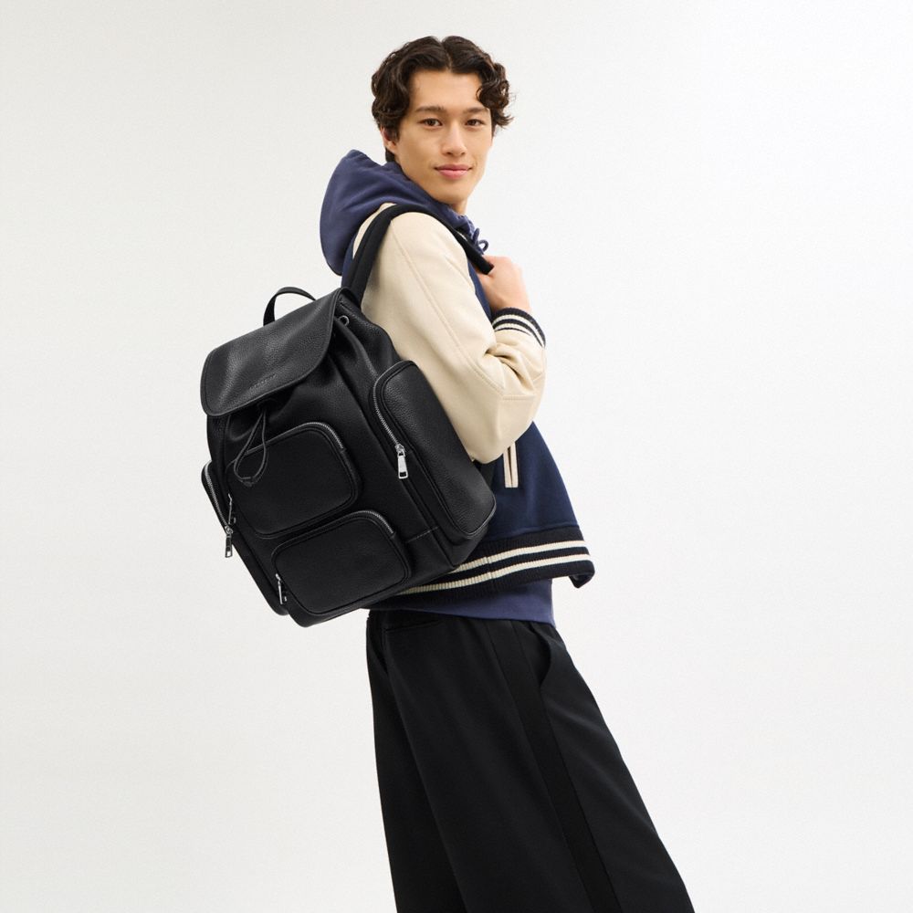Coach Finn Backpack Silver Black