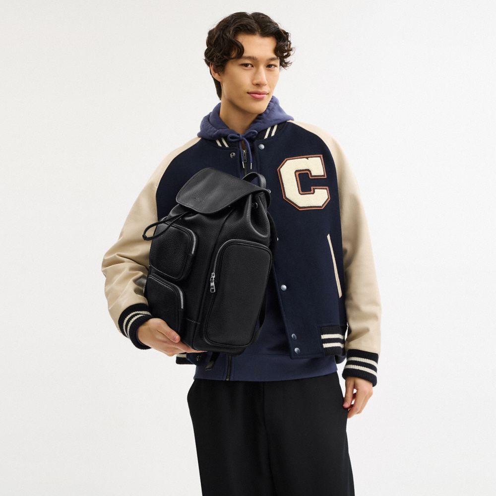 Coach Finn Backpack Silver Black