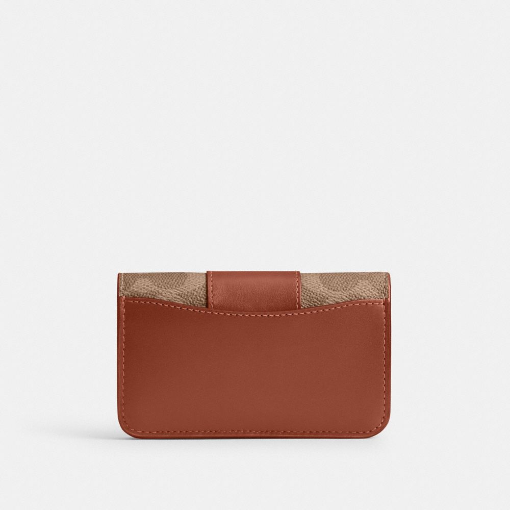 Coach Essential Slim Card Case In Signature Canvas Brass Tan Caramel