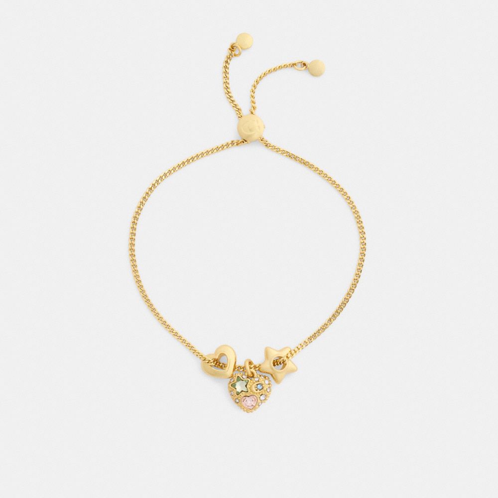 Coach Stars And Hearts Rondell Slider Bracelet Gold