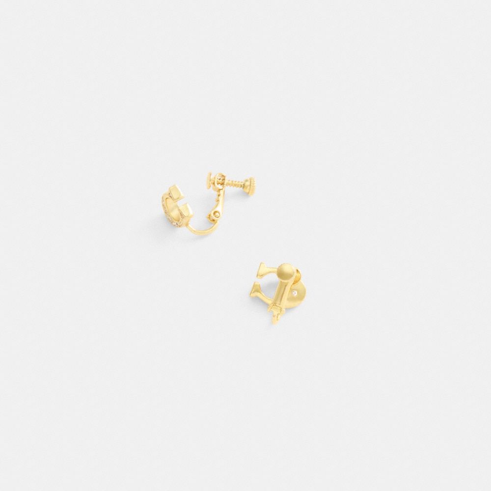 Coach Signature Clip On Earrings Gold