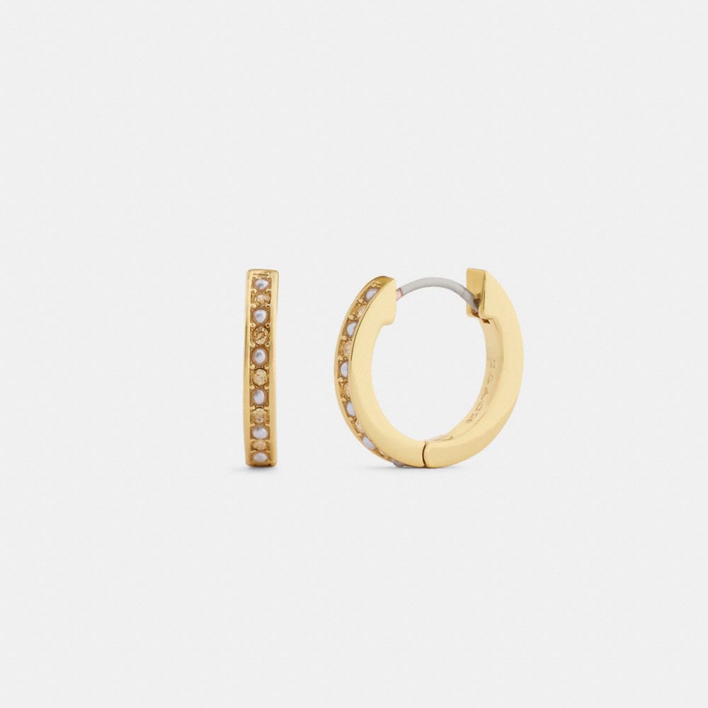 Coach Pearl Huggie Earrings Gold