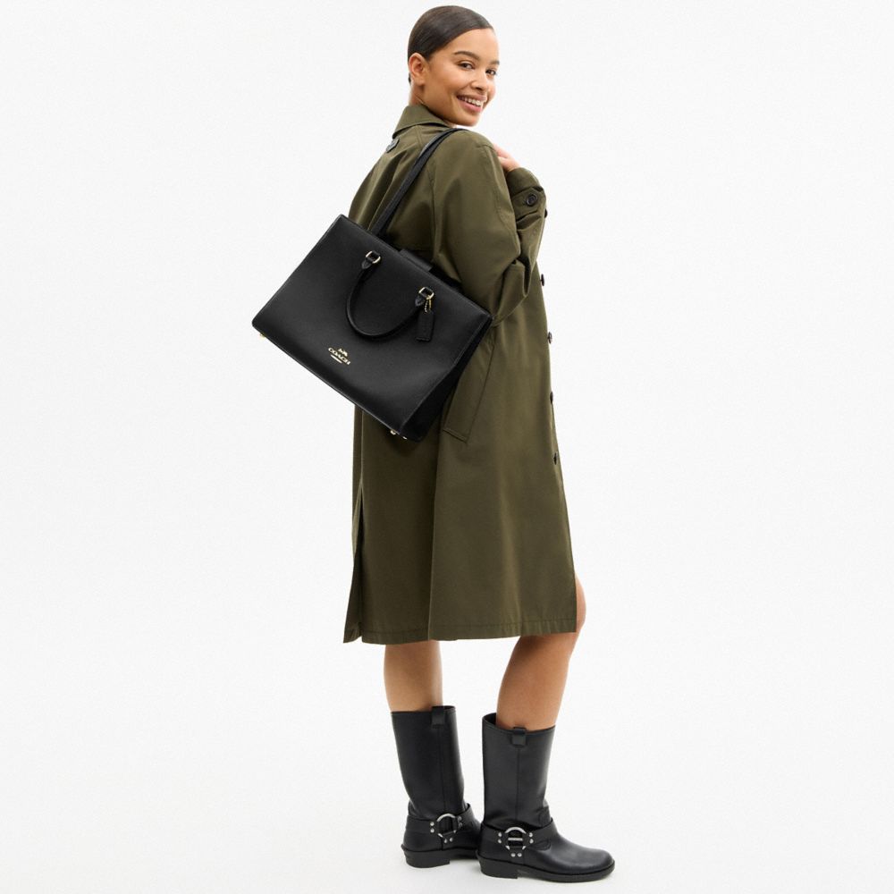 Coach Maggie Tote Bag Gold Black