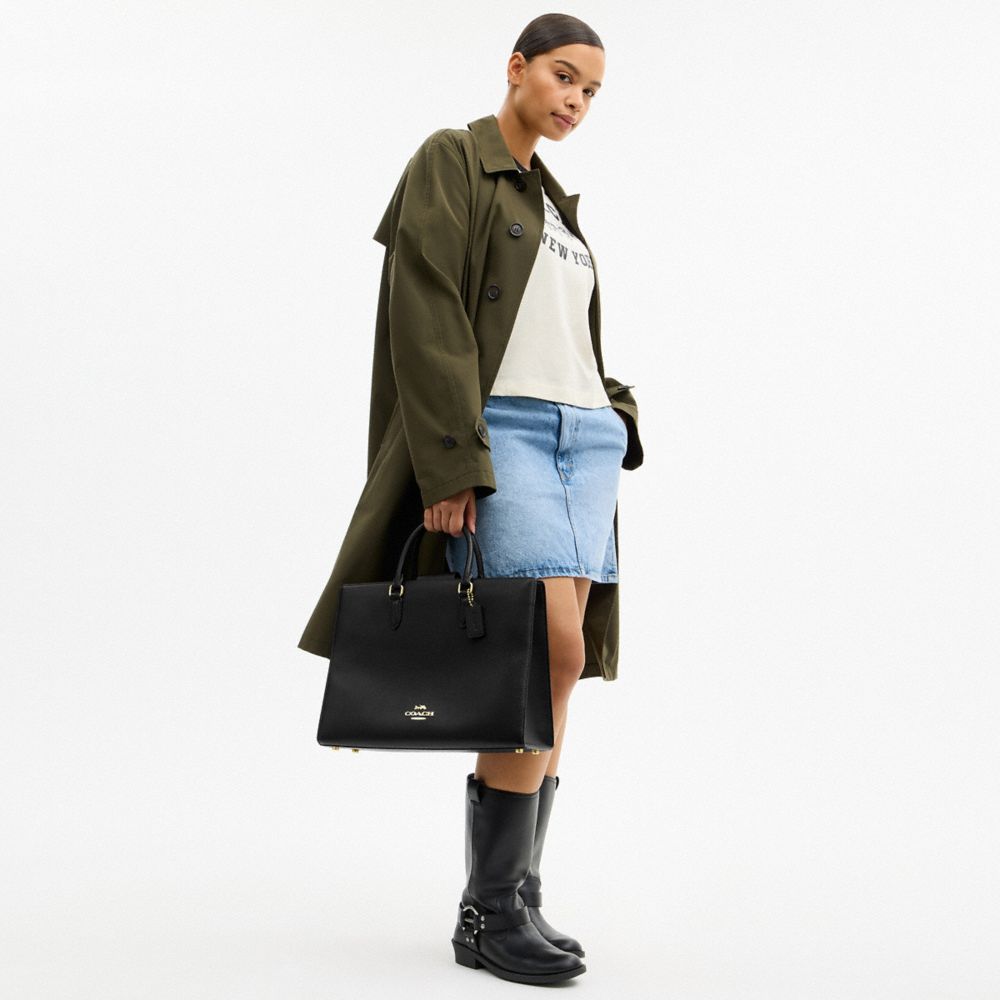 Coach Maggie Tote Bag Gold Black