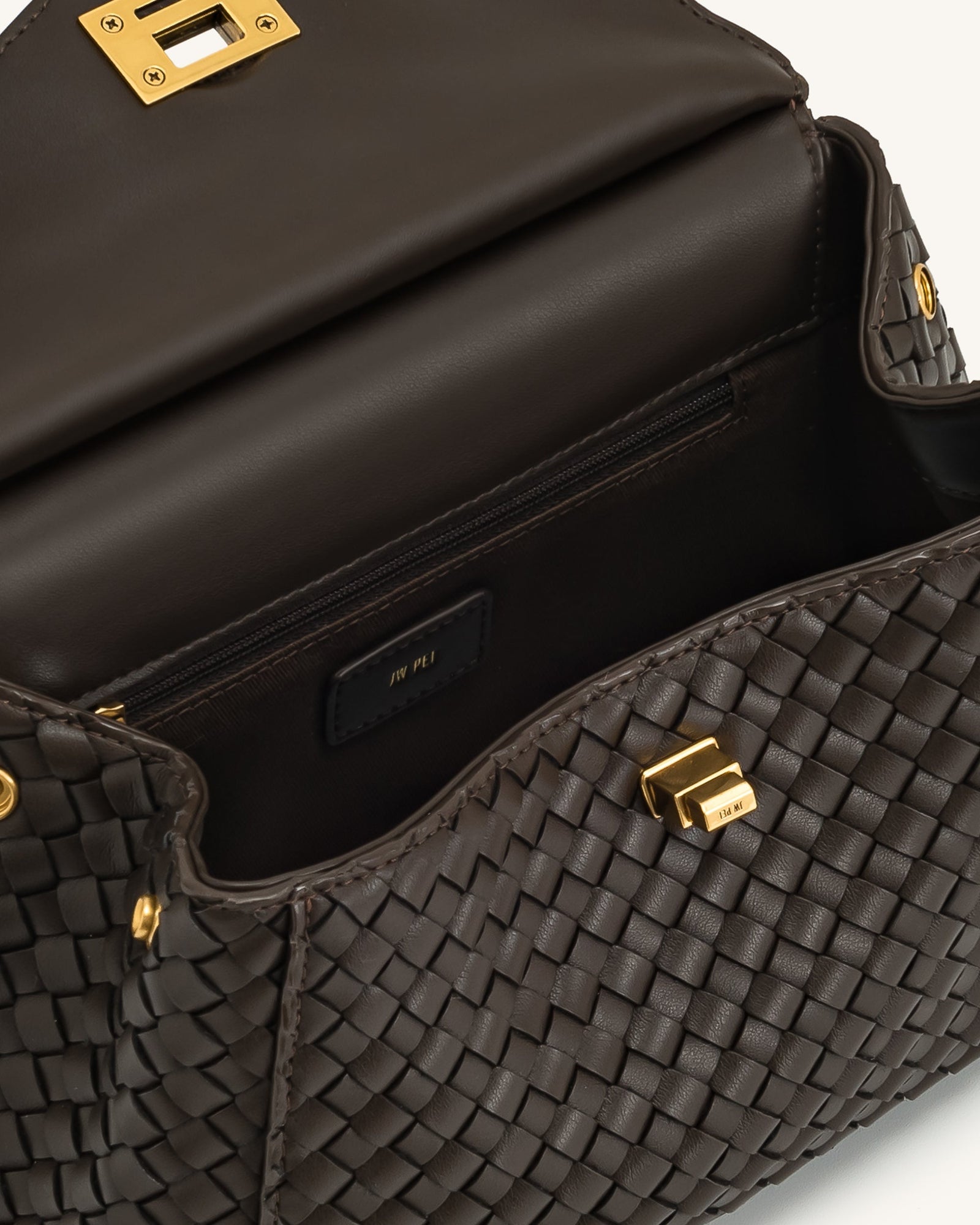 Lucia Classic Top Handle Woven Bag - Dark Brown