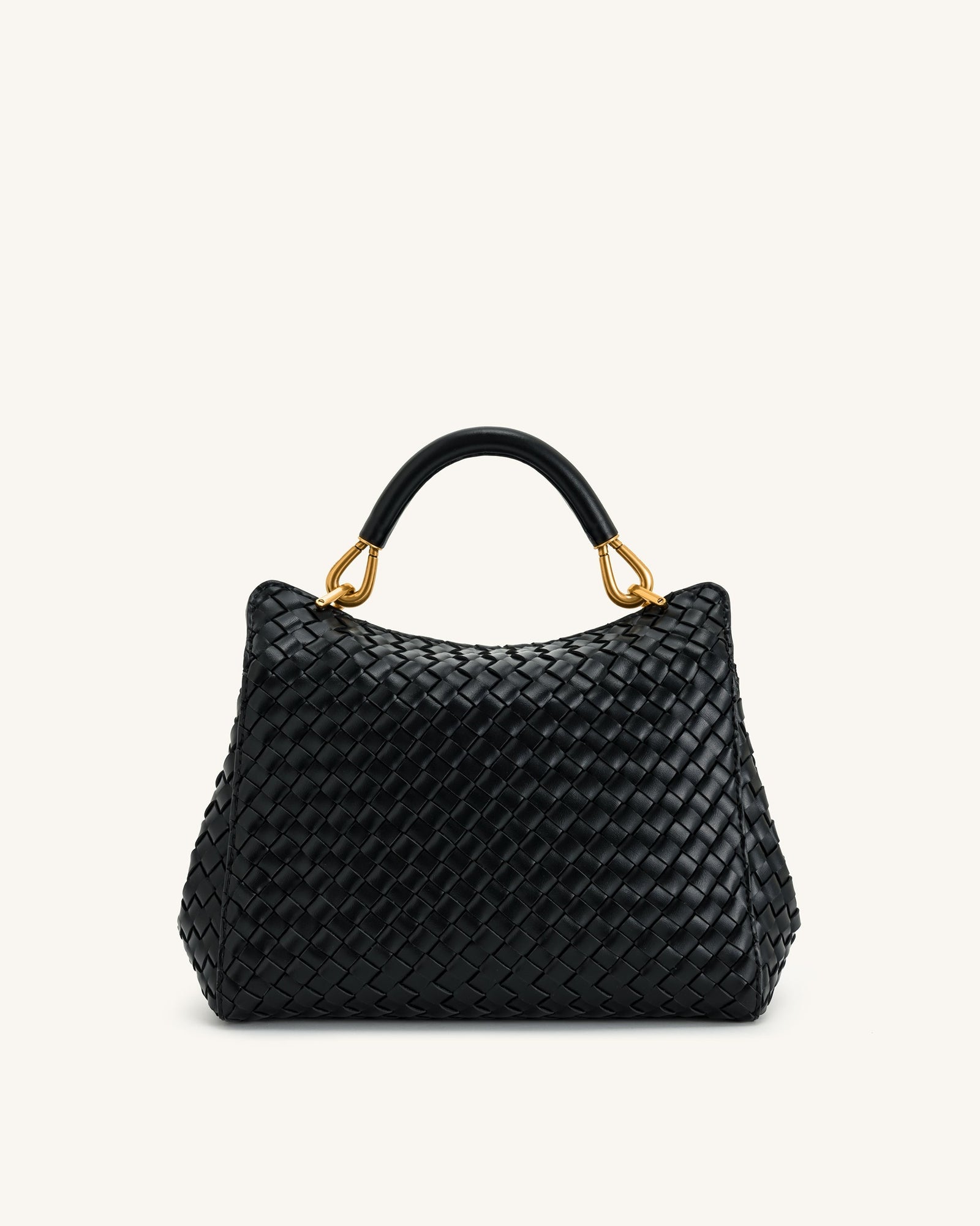 Lucia Classic Top Handle Woven Bag - Dark Brown