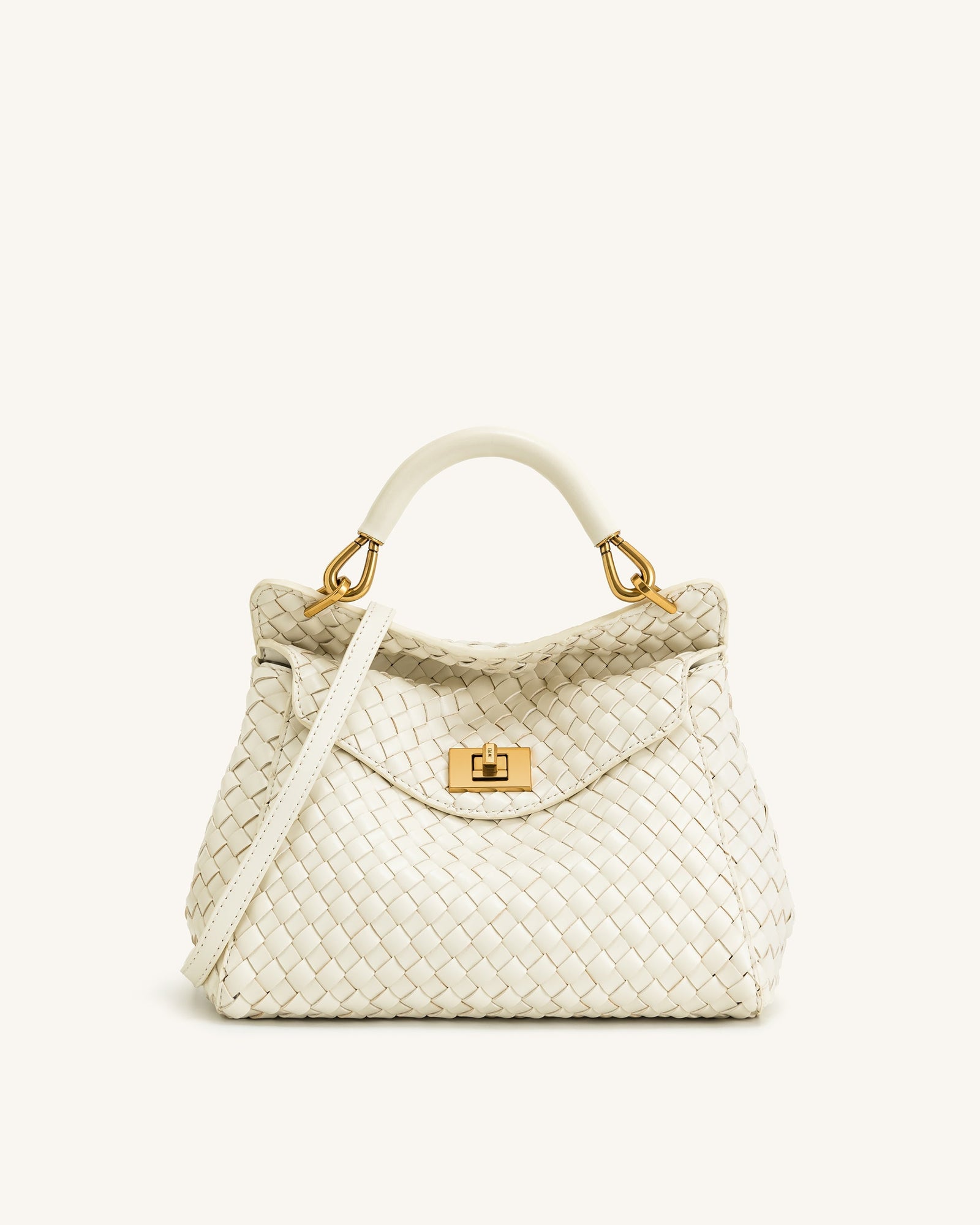 Lucia Classic Top Handle Woven Bag - Dark Brown