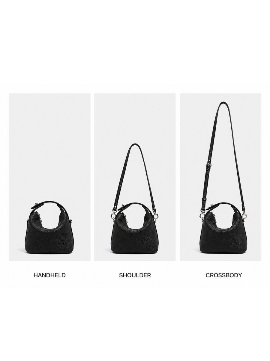 Liora Pebble - Ladies Leather Handbag  | Black