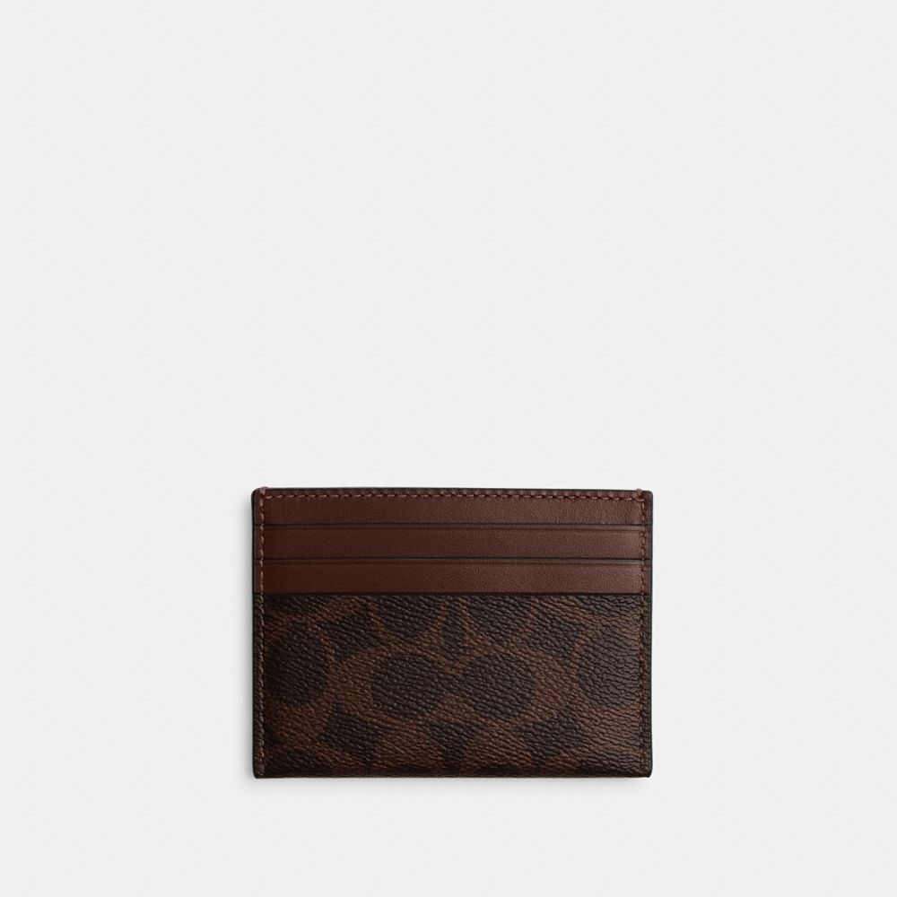 Coach Card Case In Signature Canvas Maple