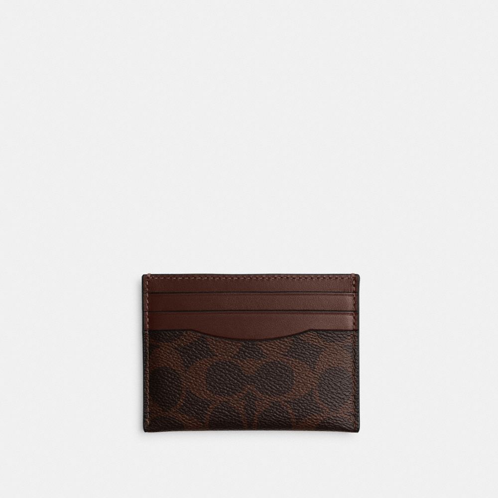 Coach Card Case In Signature Canvas Maple