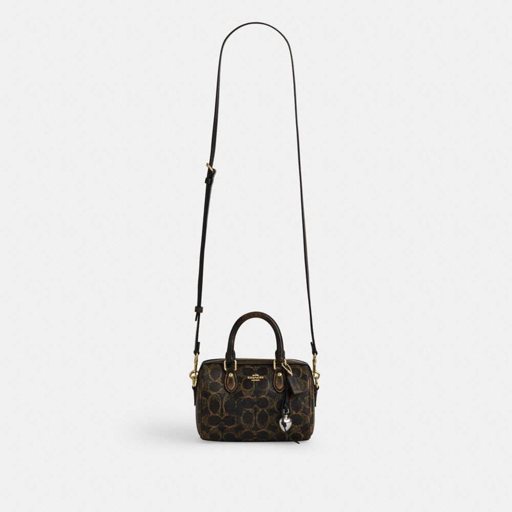 Mini Rowan Crossbody Bag In Loved Signature Canvas With Charms