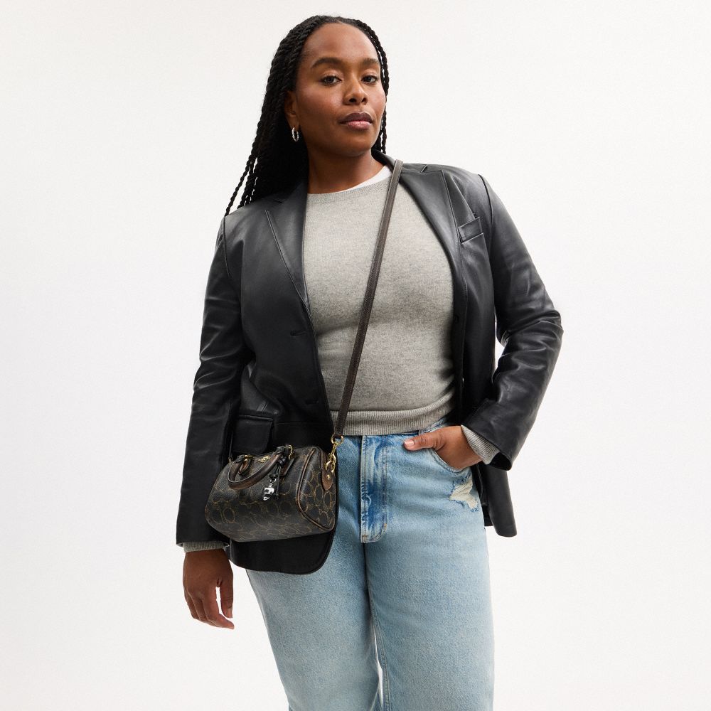 Mini Rowan Crossbody Bag In Loved Signature Canvas With Charms