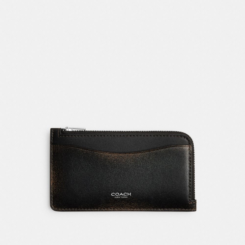 New York Zip Card Case In Loved Leather