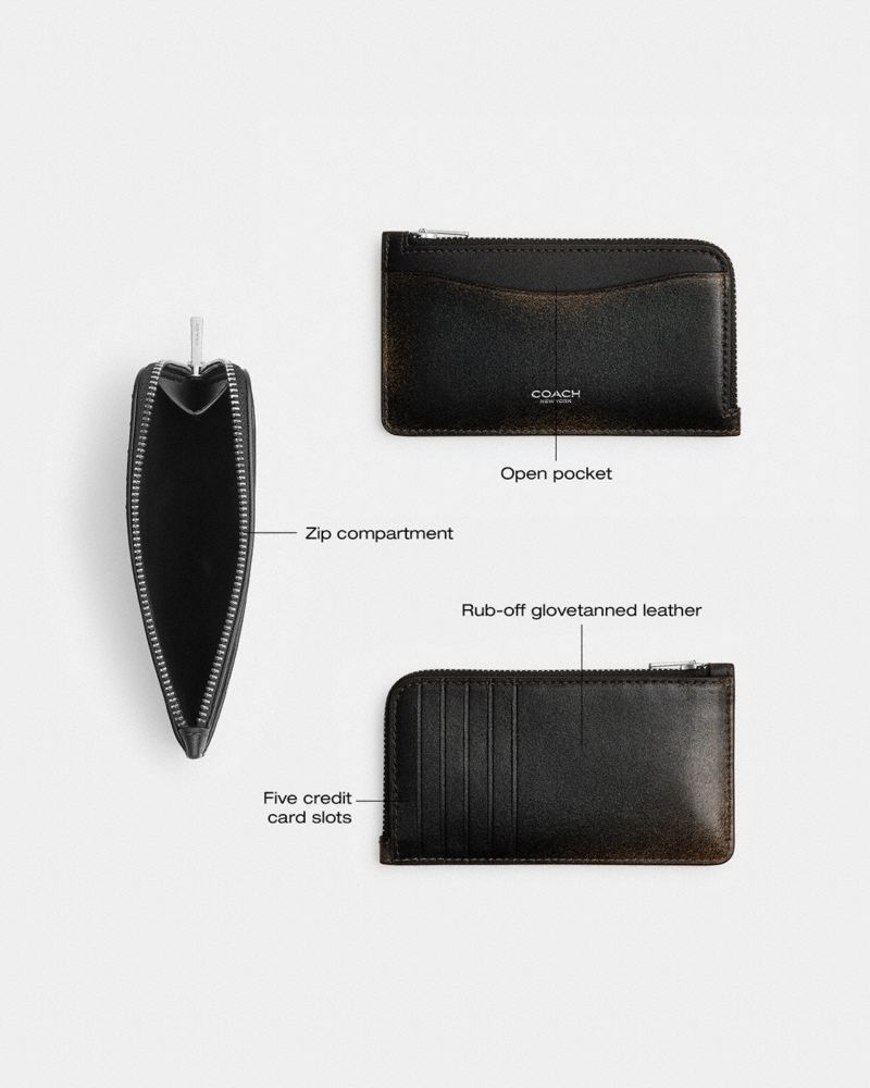 New York Zip Card Case In Loved Leather