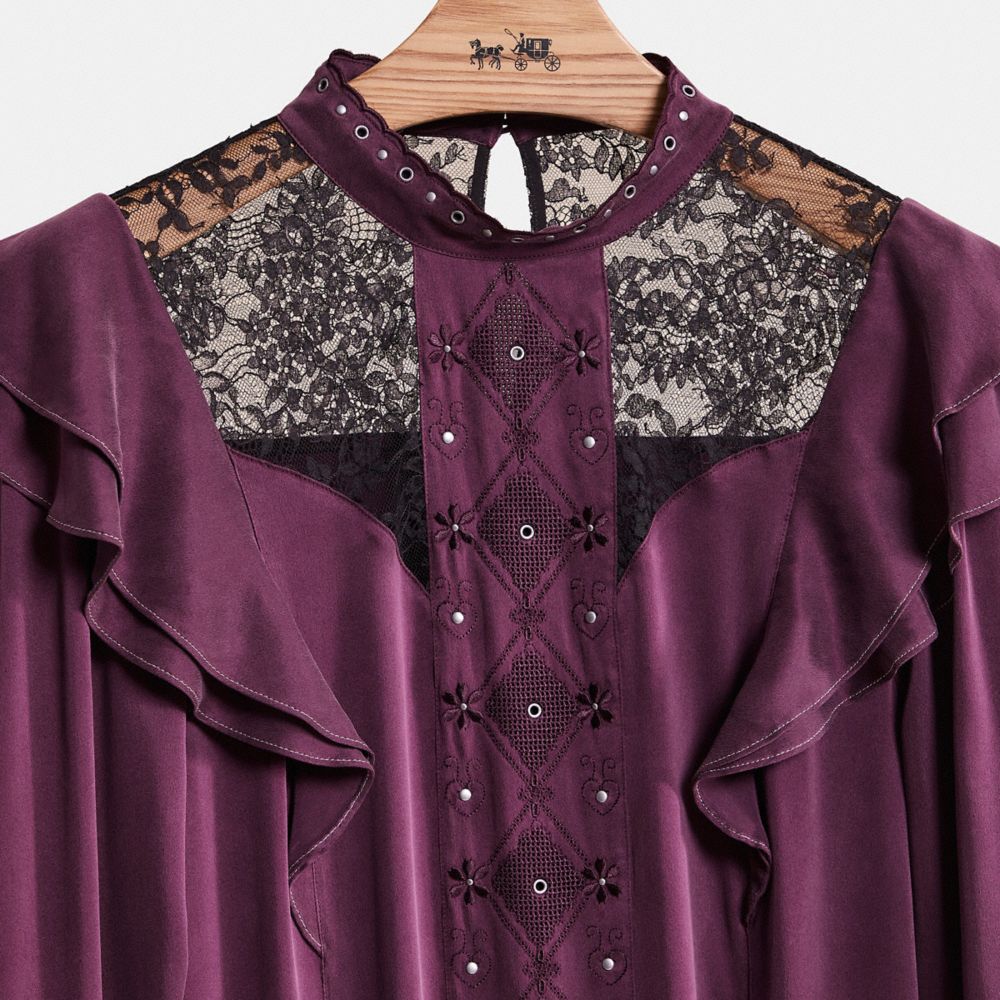 Restored Long Sleeve Dress With Ruffle Trim
