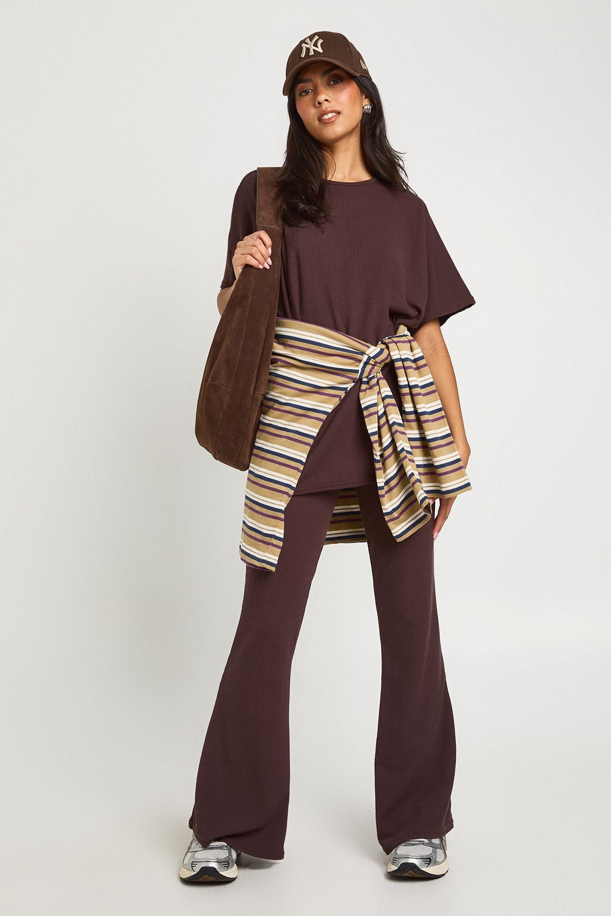 Two Tone Rib Flared Legging & Top Co Ord