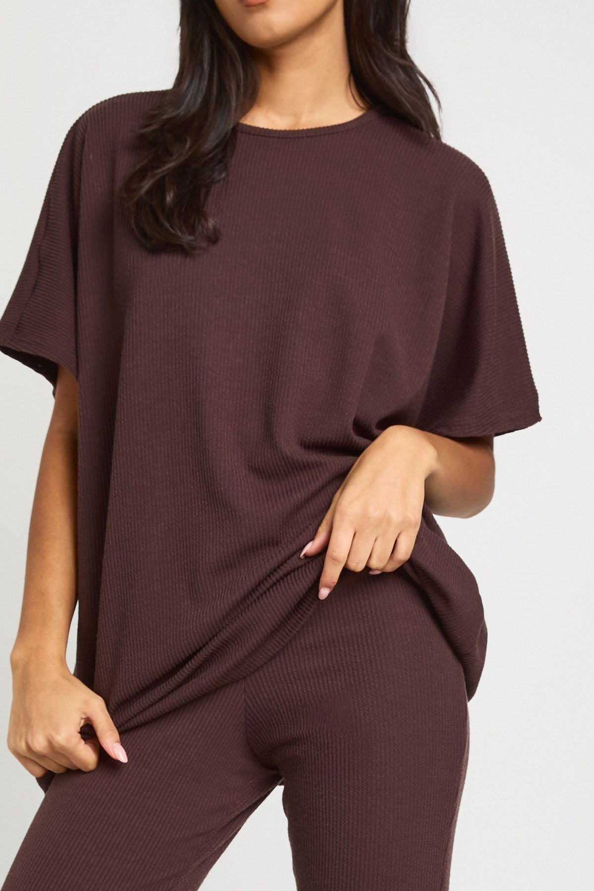 Two Tone Rib Flared Legging & Top Co Ord