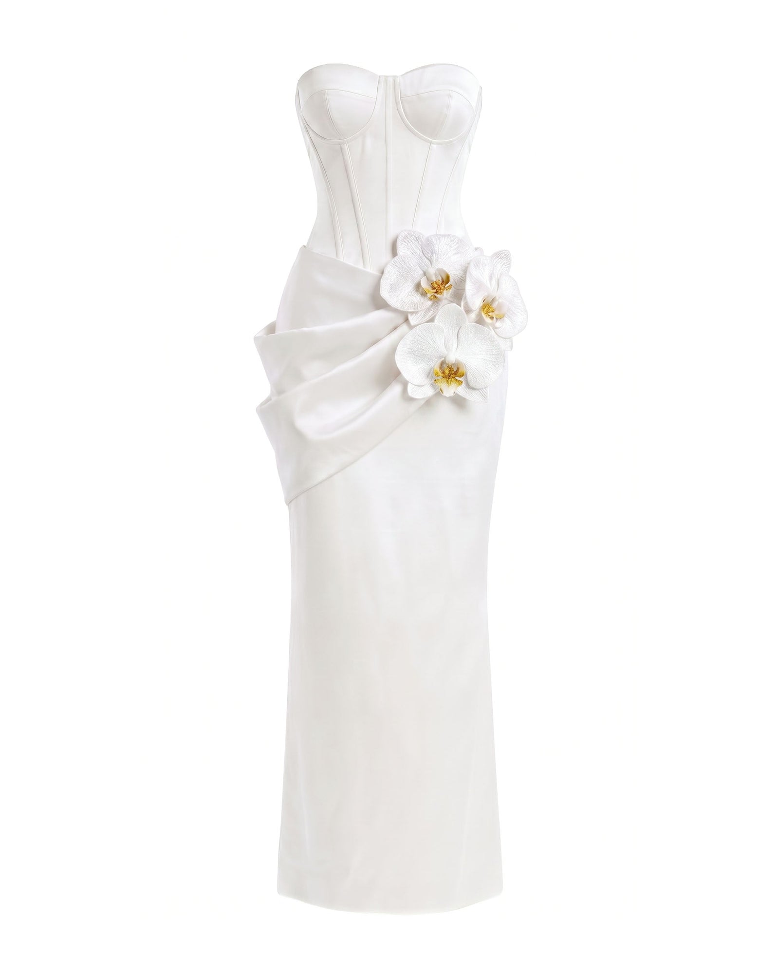 Orchid Embellished Corset Maxi Dress - White