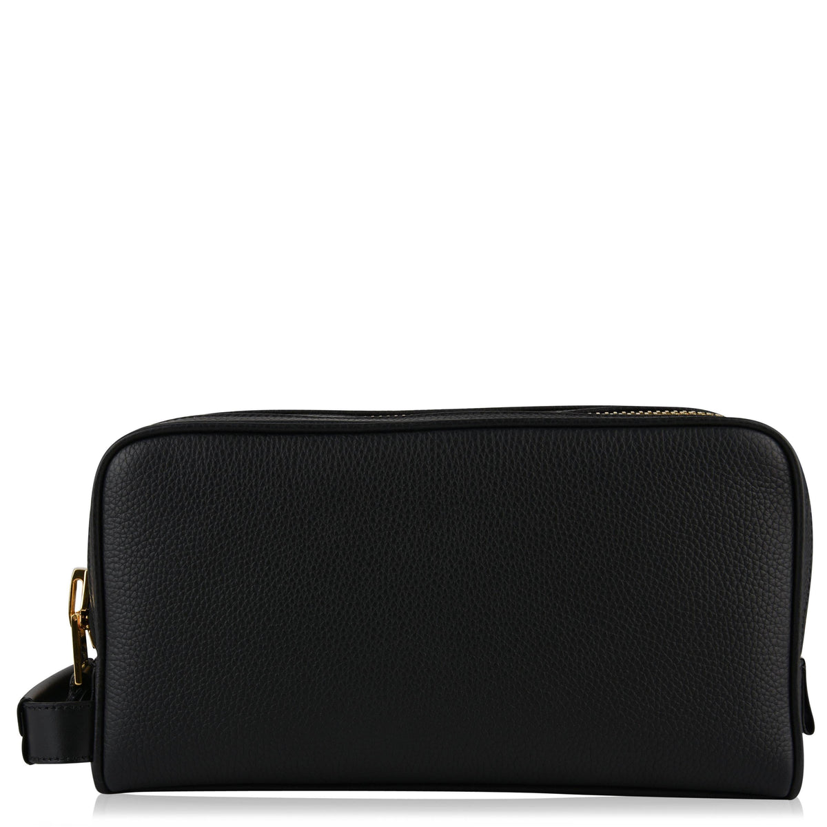 Grain Leather Double Zip Wash Bag