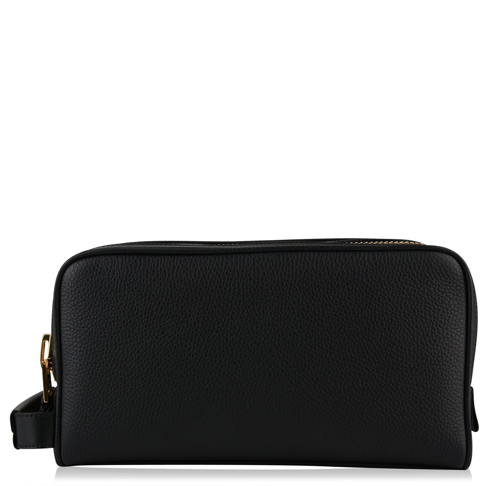 Grain Leather Double Zip Wash Bag