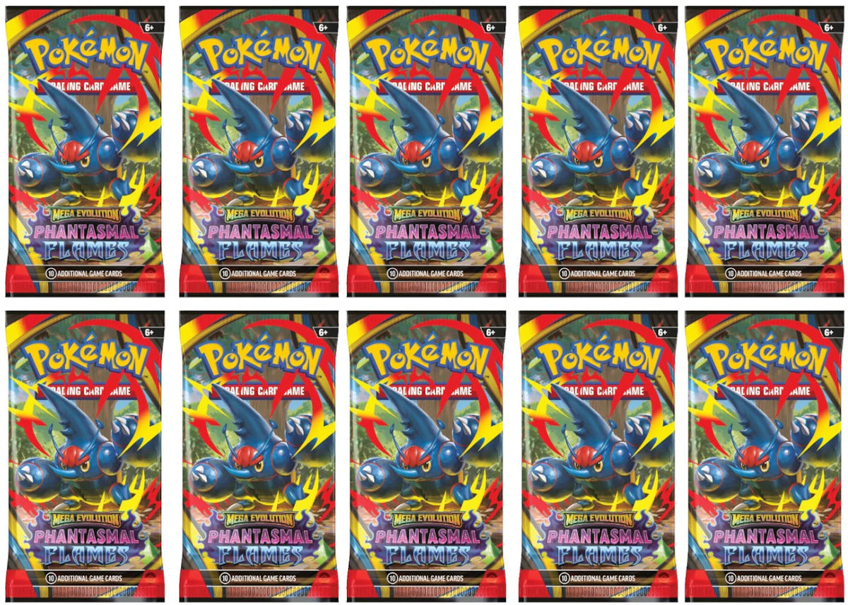 2025 Pokemon Mega Evolution Phantasmal Flames Mega Heracross Booster Pack 10X Lot