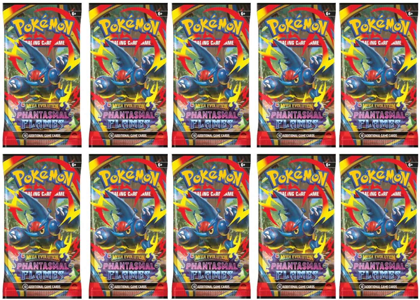 2025 Pokemon Mega Evolution Phantasmal Flames Mega Heracross Booster Pack 10X Lot